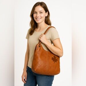 One Way Leather Genuine Leather Shoulder Bag –‎ Made in USA – Vintage Tote